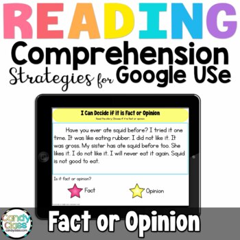 Preview of Fact and Opinion Passage Reading Comprehension Activity Google Slides Use