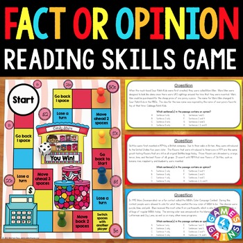 Preview of Fact and Opinion Passages & Task Cards Game - Activity for Reading Centers