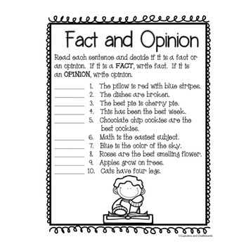 Fact and Opinion Worksheets and Posters by Cupcakes and ...