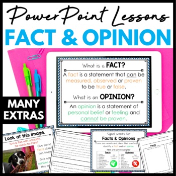 Preview of Fact & Opinion Mini Lesson Slides for 3rd 4th 5th Grade ELA Practice Activities