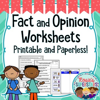 fact and opinion worksheets printable and digital by rosie