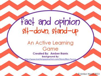 Preview of Fact and Opinion Sit Down Stand Up Active Learning Game