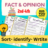 Fact and Opinion Sorting, Identifying, Writing, Reading Ac