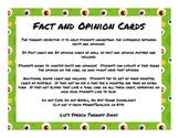 Fact and Opinion Speech Therapy Cards