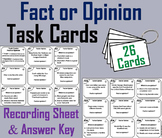 Fact and Opinion Task Cards Activity Reading Comprehension