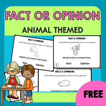 Preview of Fact and Opinion Task Cards | Animal Themed Activity for 1-3