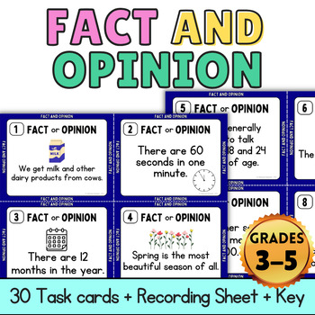Preview of Fact and Opinion Task Cards | Critical and Analytical Skills for 3rd 4th Grade
