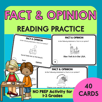 Preview of Fact and Opinion Task Cards | Fact or Opinion Reading Activity for 1-3