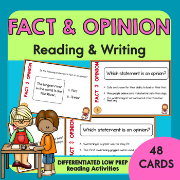 Preview of Fact and Opinion Task Cards | Fact or Opinion Reading Strategies Activities