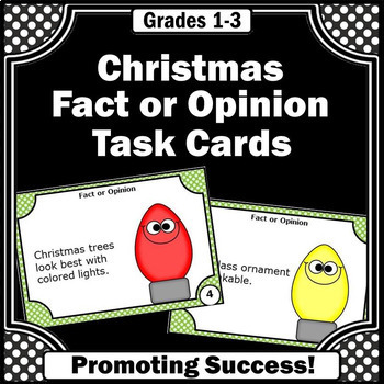 Preview of Christmas Stations ELA Fact and Opinion Task Cards Literacy Centers SCOOT Game