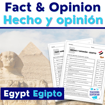 Preview of Fact and Opinion Worksheet Egypt themed - hecho y opinión Egipto