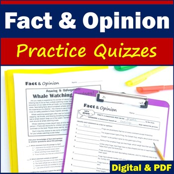 Preview of Fact and Opinion Worksheets & Passages - Printable & Digital