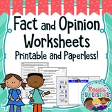 Fact and Opinion Worksheets Printable and Digital