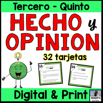 Preview of Fact and Opinion in Spanish - Hecho y opinión - Google Classroom - Print