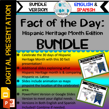 Preview of Fact of the Day- Celebrating Hispanic Heritage Month (ENGLISH & SPANISH VERSION)