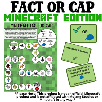 Preview of {FLASH SALE!!} Fact or Cap Board Game: Minecraft Edition- 64 Facts!!