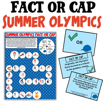 Preview of Fact or Cap Board Game: Summer Olympics Edition- Practice Reading with 64 Cards