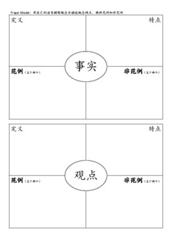 Preview of Fact or Opinion Worksheet in Chinese