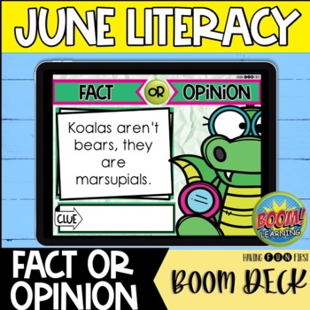 Preview of Fact or Opinion Activities | Spring Literacy Center | June | Spring Boom Cards