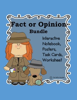 Preview of Fact or Opinion Bundle Literacy Center Detective-Notebook, Task Cards