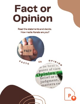 Preview of Fact or Opinion?  Pair Quiz Activity - Media Literacy.