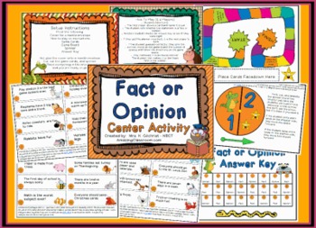 Preview of Fact or Opinion Reading Center Station Activity Game - FREE