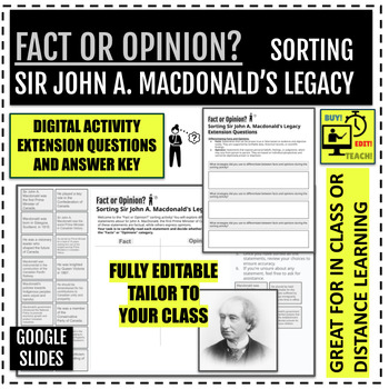 Preview of Fact or Opinion? Sorting Sir John A. Macdonald's Legacy (Fully Editable/Key)