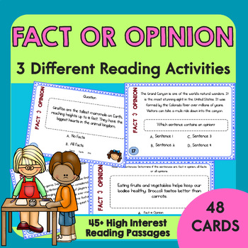 Preview of Fact or Opinion Task Cards Differentiated Reading Passages Activity for Big Kids