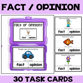 Preview of Fact or Opinion Task Cards, Fact vs Opinion Activities, Fact vs Fiction Lesson