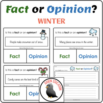 Preview of Fact or Opinion? Winter Task Cards & Worksheet