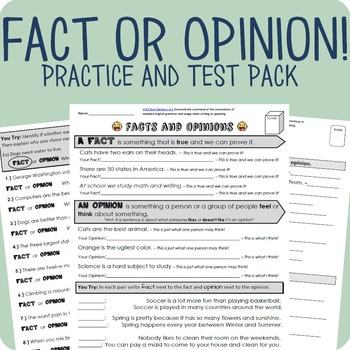 Preview of Fact or Opinion Packet + Test (Digital Distance Learning Capable!)