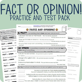 Fact or Opinion Packet + Test (Digital Distance Learning C
