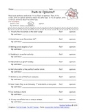 Fact or Opinion Worksheet: Winter Edition FREEBIE
