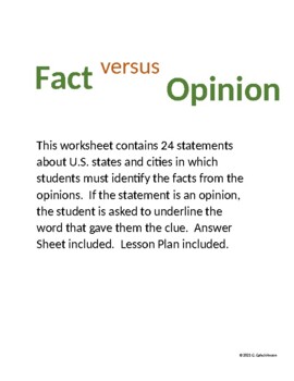 Preview of Fact versus Opinion