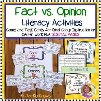 Preview of Fact vs. Opinion Literacy Activities with Easel Pages