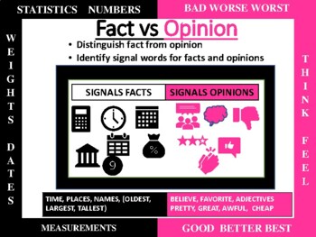 Preview of Fact vs Opinion Signal Words Poster and Concentration Game