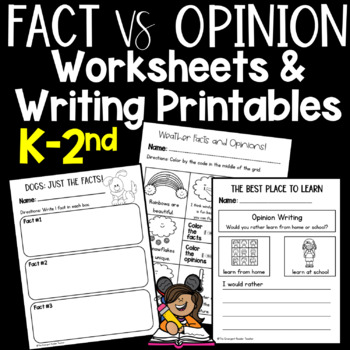 fact and opinion worksheets and writing printables tpt