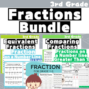 Preview of Factionsฺ Bundle All-in-One Worksheets Grades 3 Comparing & Equivalent Fraction