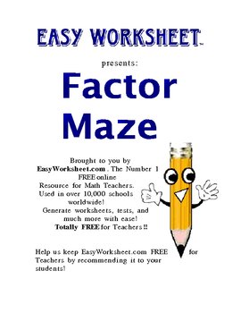 Preview of Factor Maze -- Helps students factor polynomials!