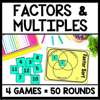 Preview of Factor & Multiples Games, LCM & GCF Activities Montessori Math Practice & Review