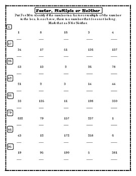 Factor, Multiple or Neither by Nicole Wible | TPT