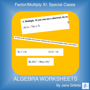 Preview of Factor/Multiply XI: Special Cases
