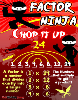 Factor Ninja Poster/Anchor Chart with Cards for Students | TpT