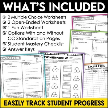 Factor Pairs Worksheets by Shelly Rees | Teachers Pay Teachers