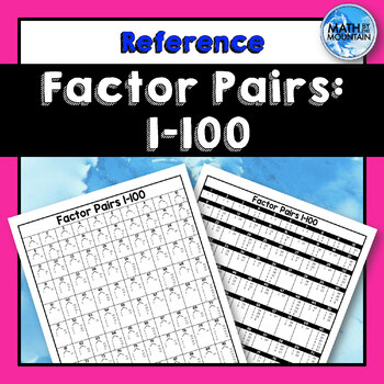 Preview of Factor Pairs Chart 1-100 - A Cheat Sheet for Factoring Quadratic Trinomials