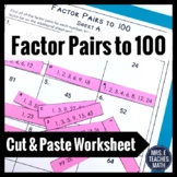 Factor Pairs Cut and Paste Worksheet 4.OA.4