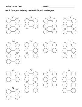 Preview of Factor Pairs, Greatest Common Factor, Prime or Composite, Least Common Multiple