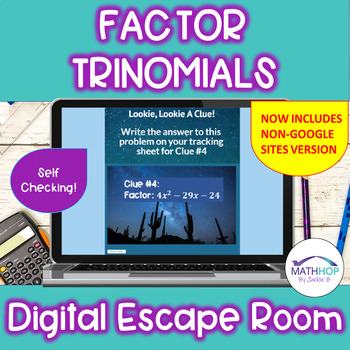 Preview of Factor Quadratic Trinomials Digital Escape Room (a ≠ 1 & a = 1)