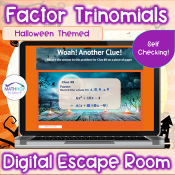 Preview of Factor Quadratic Trinomials Halloween Themed Digital Escape Room