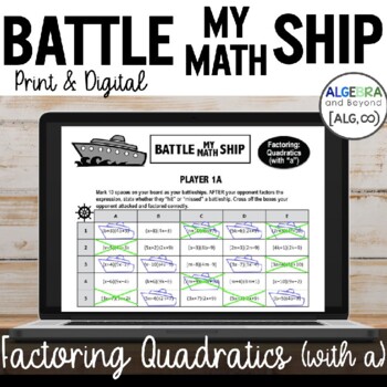 Preview of Factor Quadratics | Battleship Activity | Print and Digital